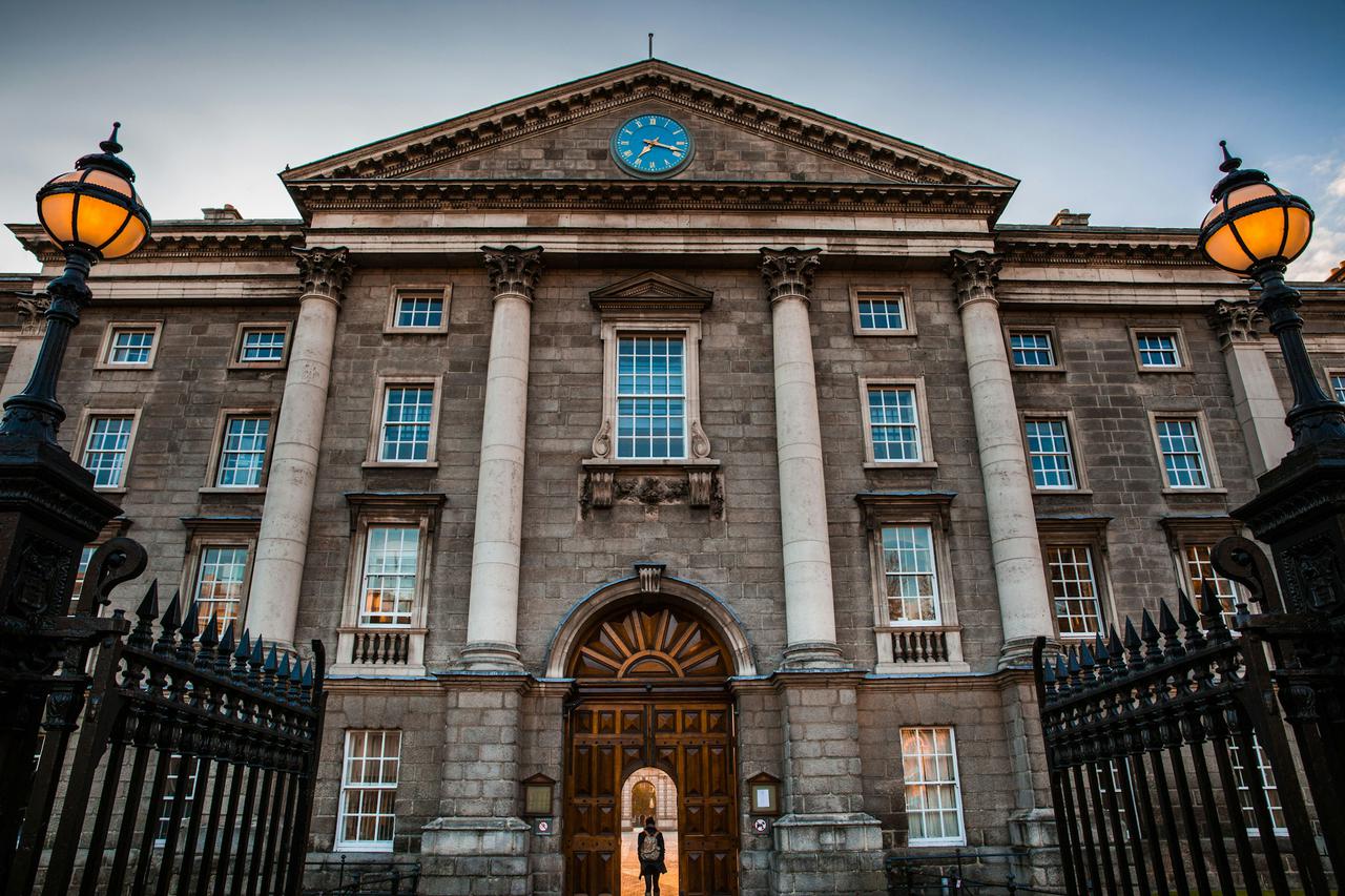 The entrance of the historic Trinity College